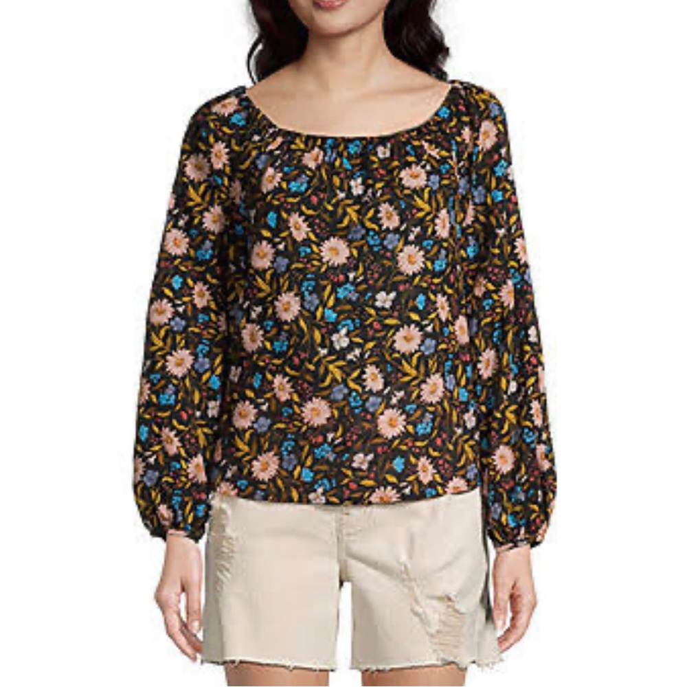 NWT a.n.a. Long Sleeve Floral Peasant Top